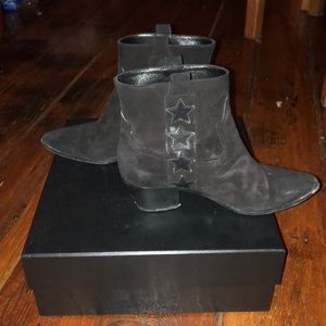 Saint Laurent black suede ankle boots